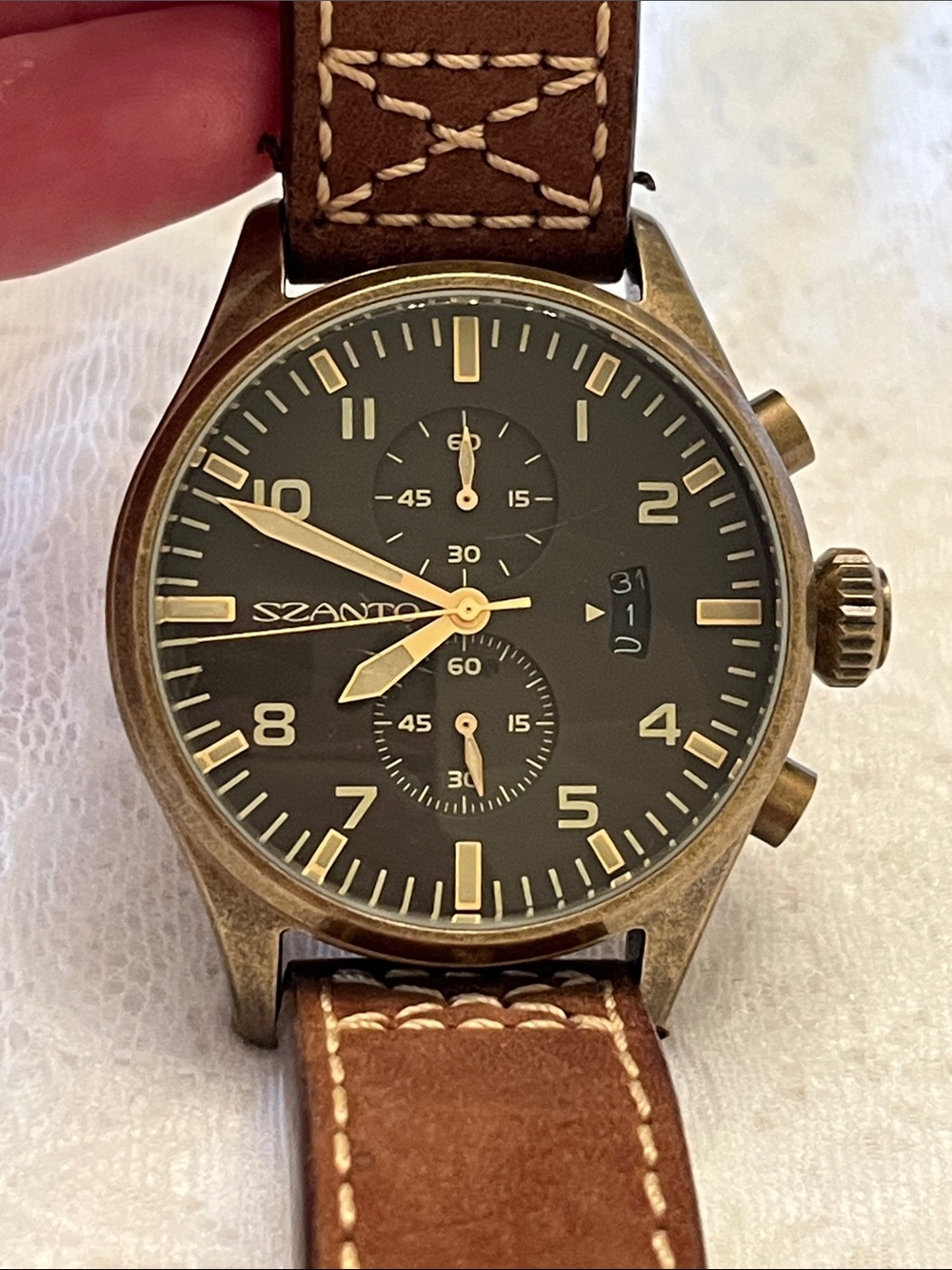 Szanto Watch  with Brown Leather Strap